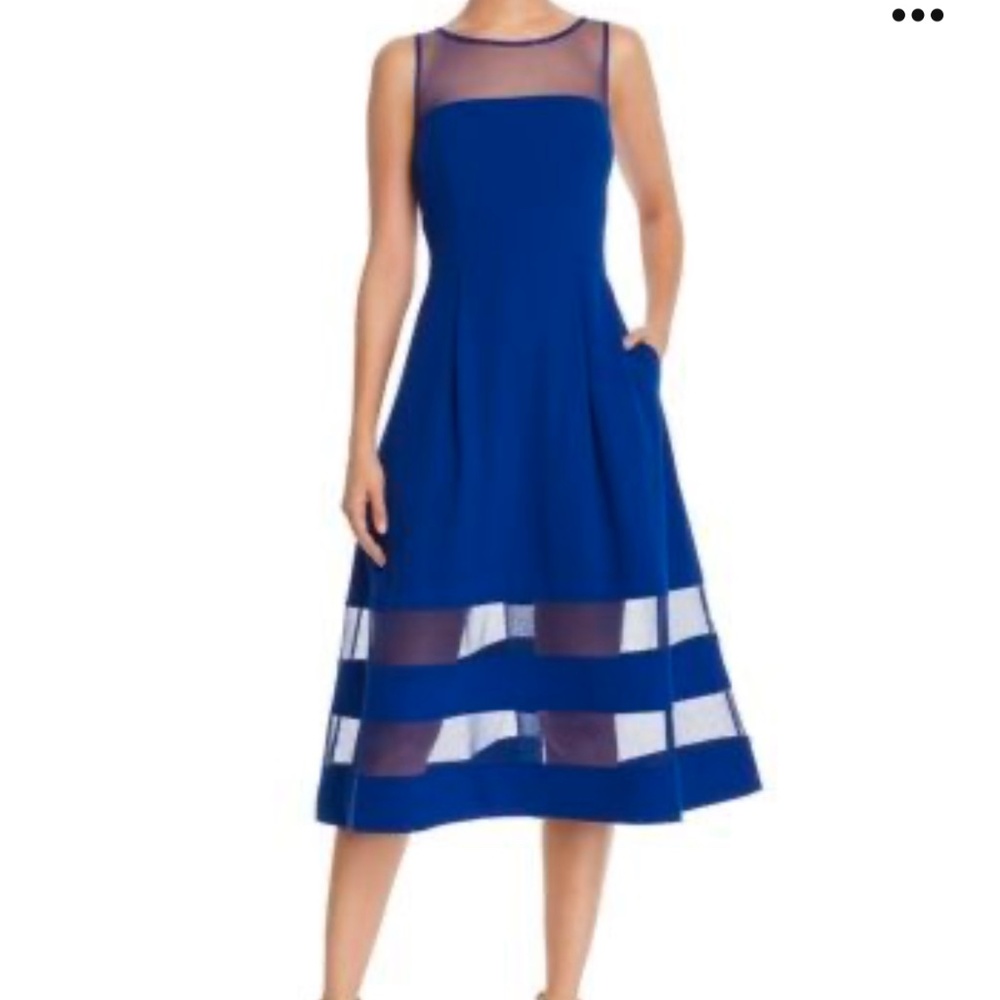 Aidan Mattox fit and flare illusion dress